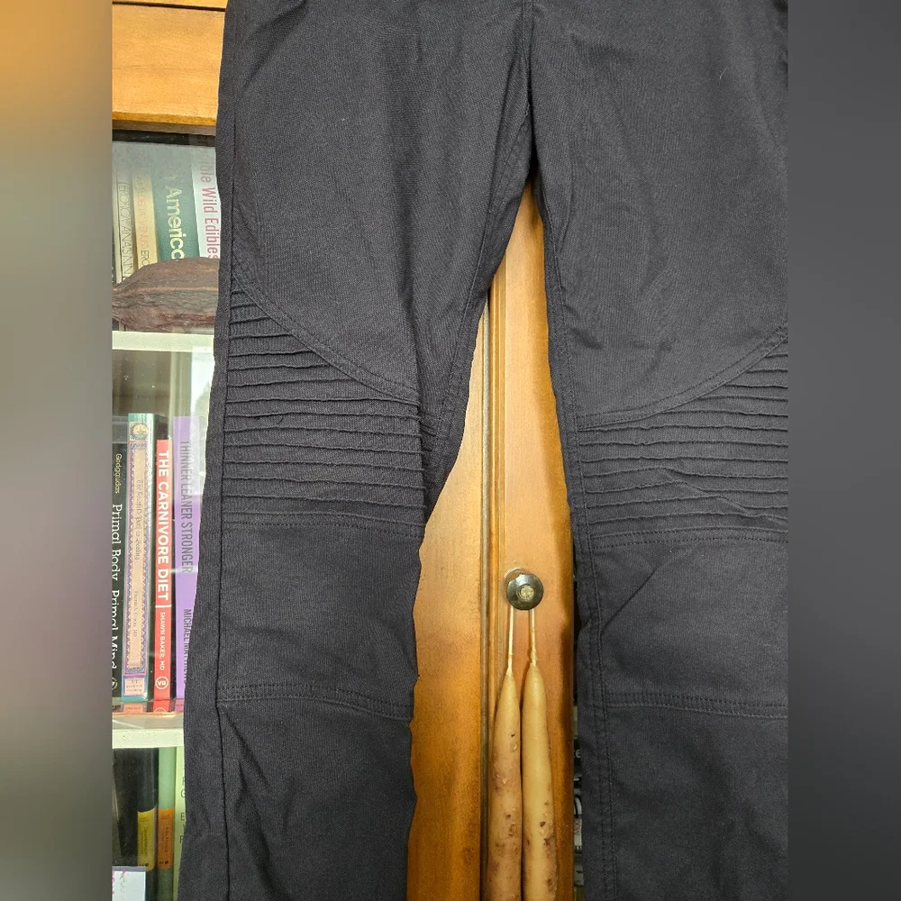 Prana "Brenna" Black Twill Moto Pants, Skinny Leg, Mid-Rise, Size 12 - Picture 2 of 7